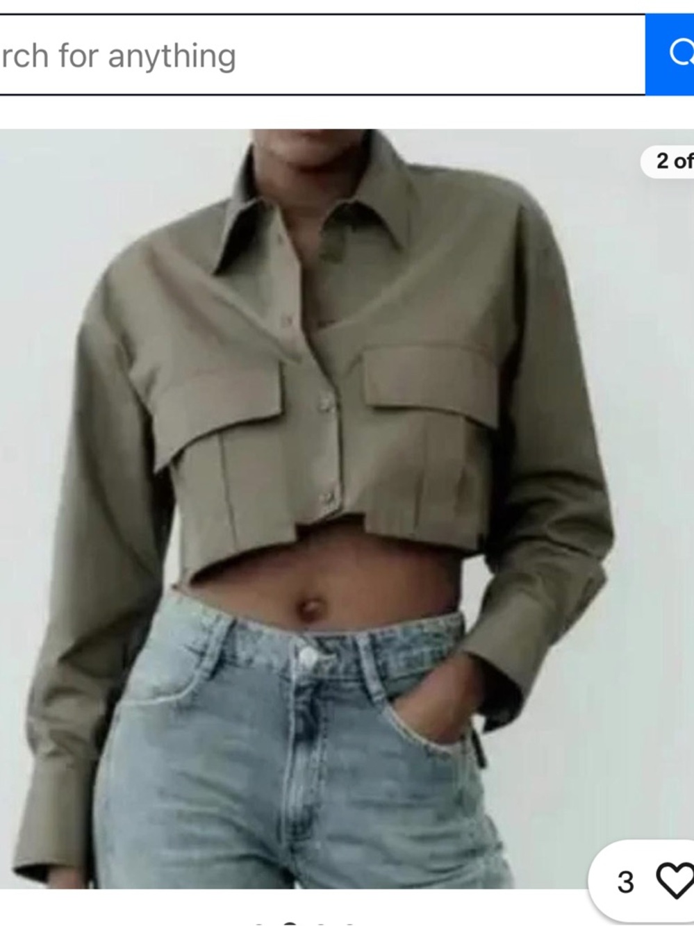 Zara Cropped Utility Jacket in Olive - Picture 3 of 4
